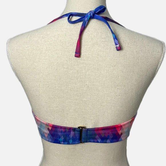 La Vie en Rose Aqua Bikini Top Size Medium Multi Colour Print Abstract - Picture 2 of 8